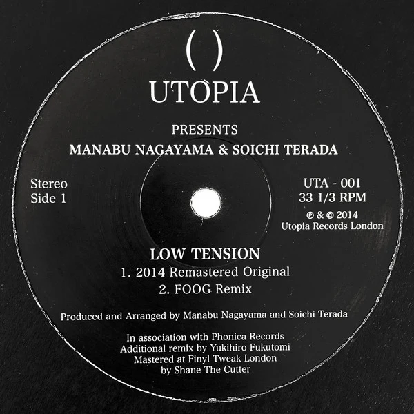 MANABU NAGAYAMA & SOICHI TERADA, Low Tension (Utopia Records ; UTA - 001, UK 2017, Plain Sleeve, Black Inner) 12" /VG