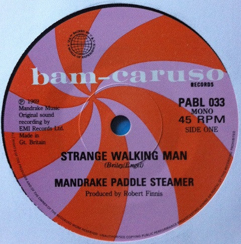 MANDRAKE PADDLE STEAMER, Strange Walking Man / Steam (Bam Caruso; PABL003, UK 1985 Reissue, Gatefold, Insert, Misprinted Sleeve With Text and Images Inside Pouch of Inside Loading Gatefold S 7" VG+/VG+ - Image 3
