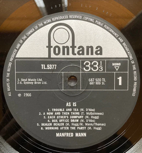MANFRED MANN, As Is (Fontana; TL5377, UK 1966, Flipback Alcove Sleeve, Mono) LP VG+/VG - Image 3