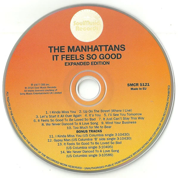 MANHATTANS, It Feels So Good (SoulMusic Records; SMCR 5121, UK 2014 Reissue, Expanded Edition) CD EX/EX - Image 3