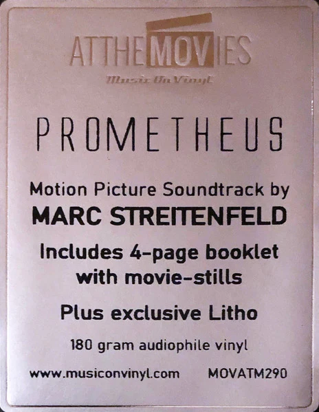 MARC STREITENFELD, Prometheus (Original Motion Picture Soundtrack) (Music On Vinyl; MOVATM290, Europe 2022 Reissue, Glossy Gatefold Sleeve, Booklet & Inner, 180 gram. Includes 4-page booklet 2xLP VG+/EX - Image 3