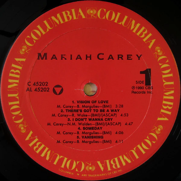 MARIAH CAREY, Mariah Carey (Columbia; C 45202, US 1990, Inner) LP VG+/VG - Image 3