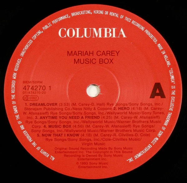 MARIAH CAREY, Music Box (Columbia; 474270 1, Europe 1993, Inner) LP VG/G+ - Image 3