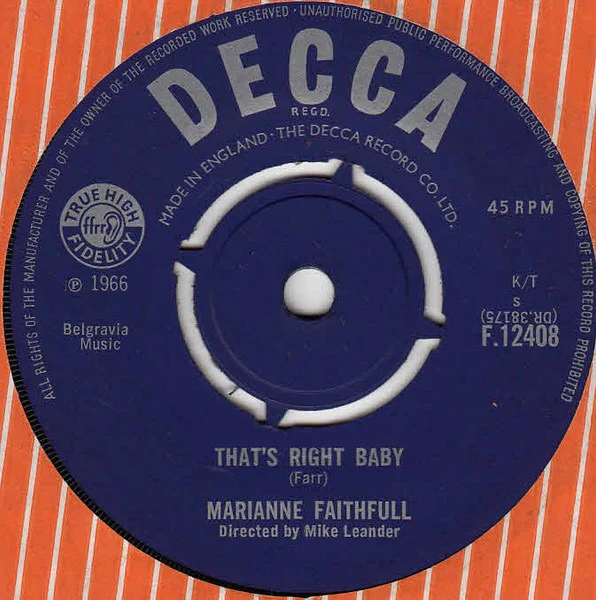 MARIANNE FAITHFULL, Tomorrow's Calling (Decca; F.12408, UK 1966, Company Sleeve) 7" VG/VG - Image 2
