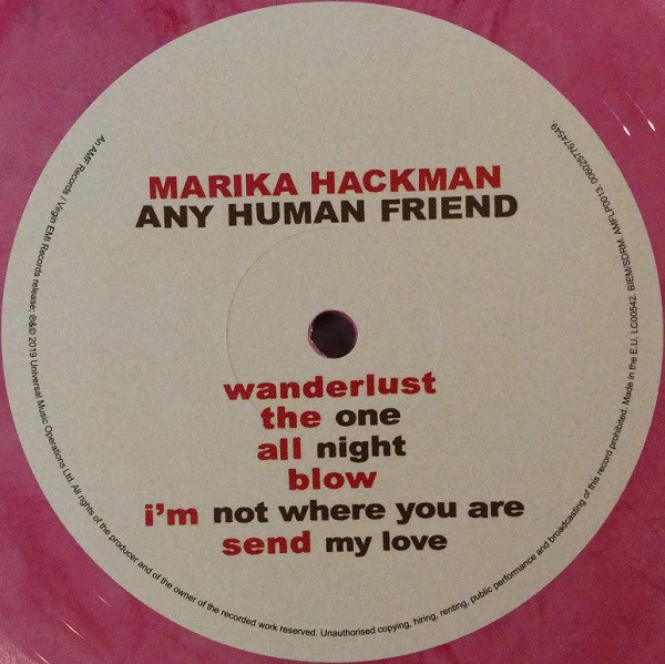 MARIKA HACKMAN, Any Human Friend (AMF Records; AMFLP0013, Europe 2019, Insert, Pink Marbled Vinyl) LP EX/EX - Image 3