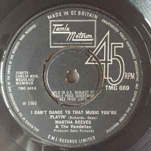 MARTHA REEVES & THE VANDELLAS, I Can't Dance To That Music You're Playin' (Tamla Motown; TMG 669, UK 1968, 4 prong centre) 7" /EX