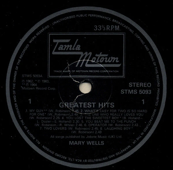 MARY WELLS, Greatest Hits (Tamla Motown; STMS 5093, UK 1983 Reissue) LP VG/VG+ - Image 3