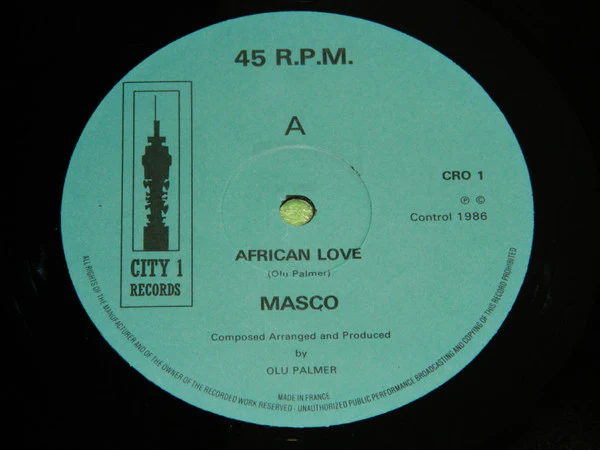 MASCO, African Love (City 1 Records; CRO 1, UK 1986) 12" VG+/VG+ - Image 3