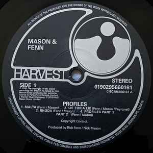 MASON + FENN, Profiles (Harvest; 0190295660161, Europe 2024 Reissue, Pink Floyd and 10CC) LP EX/EX - Image 3