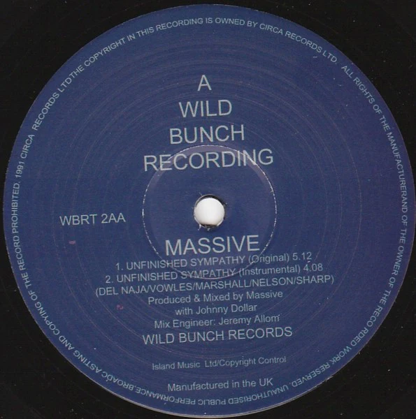 MASSIVE, Unfinished Sympathy (Wild Bunch Records; WBRT 2, UK 1991) 12" VG/VG+ - Image 3