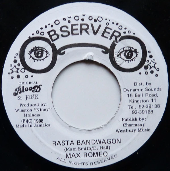 MAX ROMEO, Rasta Bandwagon (Observer; , Jamaica 1998 Reissue) 7" /VG