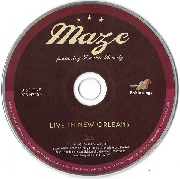 MAZE FEATURING FRANKIE BEVERLY, Live in New Orleans / Live in Los Angeles (Robinsongs ; ROBIN7CDD, Europe 2016) CD EX/EX - Image 3