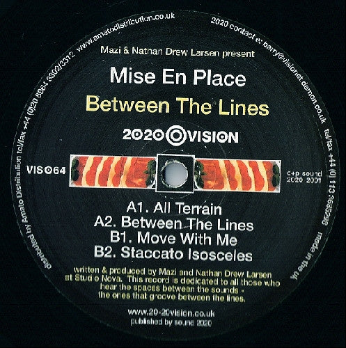 MAZI & NATHAN LARSEN PRESENTS MISE EN PLACE, Between The Lines (20:20 Vision; VIS064, UK 2001, Plain Sleeve) 12" /VG