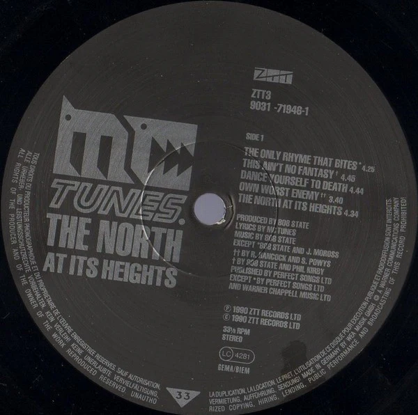 MC TUNES, The North At Its Heights (ZTT; ZTT3, Europe 1990, Inner) 12" VG/VG - Image 3