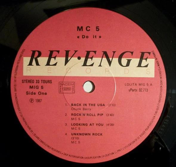 MC5, Do It (Revenge; MIG5, France 1987, Laminated Sleeve) LP VG/VG+ - Image 3