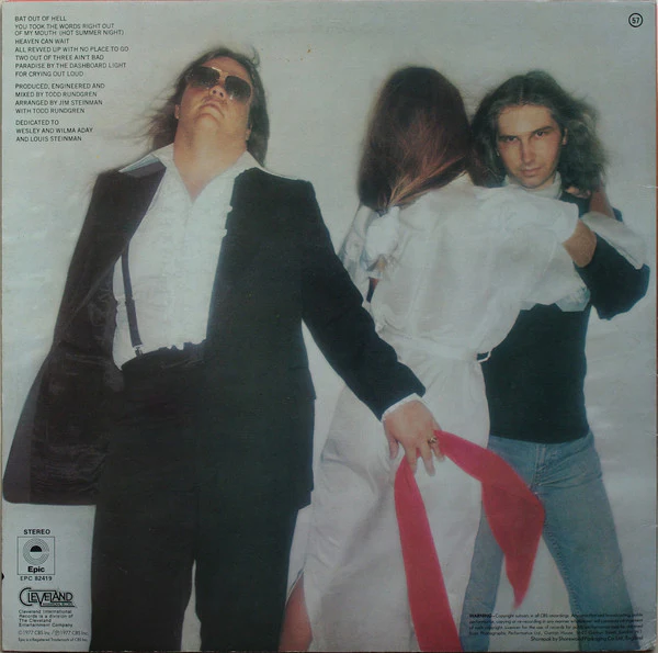 MEAT LOAF, Bat Out Of Hell (Epic Grey and Blue Label; EPC 82419, UK 1980s Reissue, Insert, No Barcode) LP VG/VG - Image 2