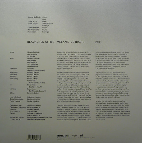 MELANIE DE BIASIO, Blackened Cities ([PIAS] Le Label; PIASL050EP, Europe 2016, Inner, Single Sided ) 12" EX/EX - Image 2