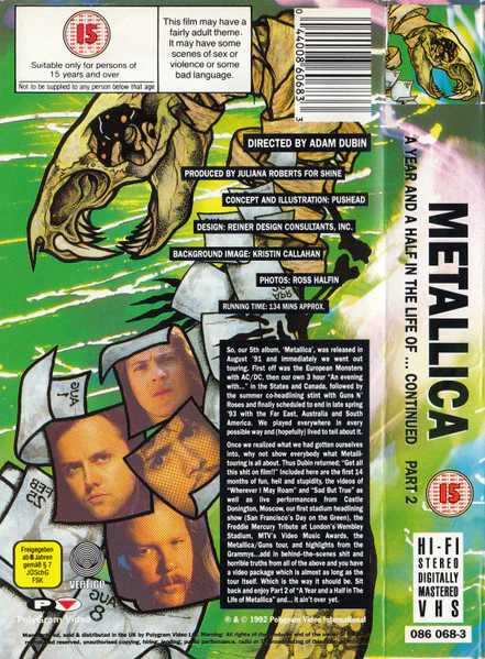 METALLICA, A Year And A Half In The Life Of ... Continued (Part 2) (PolyGram Music Video; 086 068-3, UK & Europe 1992) VHS VG+/VG+ - Image 2