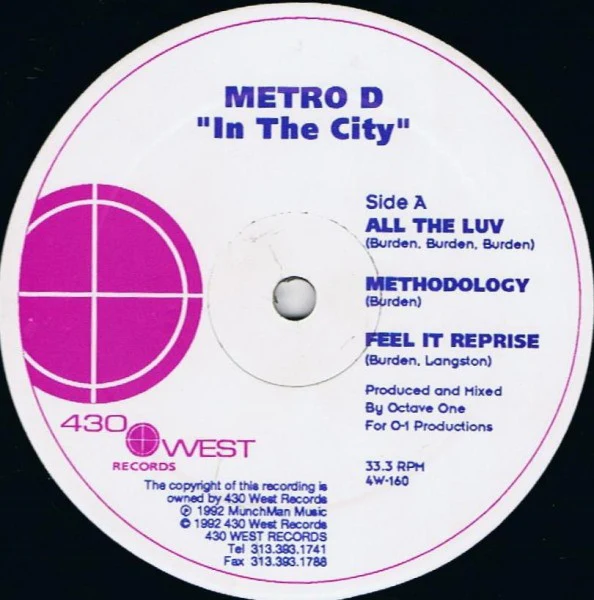 METRO D, In The City (430 West; 4W-160, US 1992) 12" /VG+