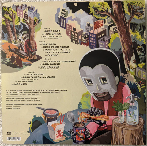 MF DOOM, MM..Food (Rhymesayers Entertainment; RSE0084-1, US 2020 Reissue, Glossy Gatefold Sleeve, Green Vinyl, Pink Vinyl) 2xLP VG+/VG+ - Image 2