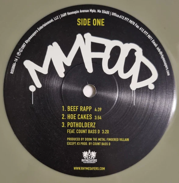 MF DOOM, MM..Food (Rhymesayers Entertainment; RSE0084-1, US 2020 Reissue, Glossy Gatefold Sleeve, Green Vinyl, Pink Vinyl) 2xLP VG+/VG+ - Image 3