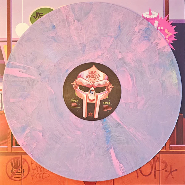 MF DOOM, Mm..Food (20th Anniversary Edition) (Rhymesayers Entertainment; RSE400LPC1, US 2024 Reissue, Gatefold, Sticker, Sweetart Marble Effect Vinyl) 2xLP NEW/NEW - Image 3