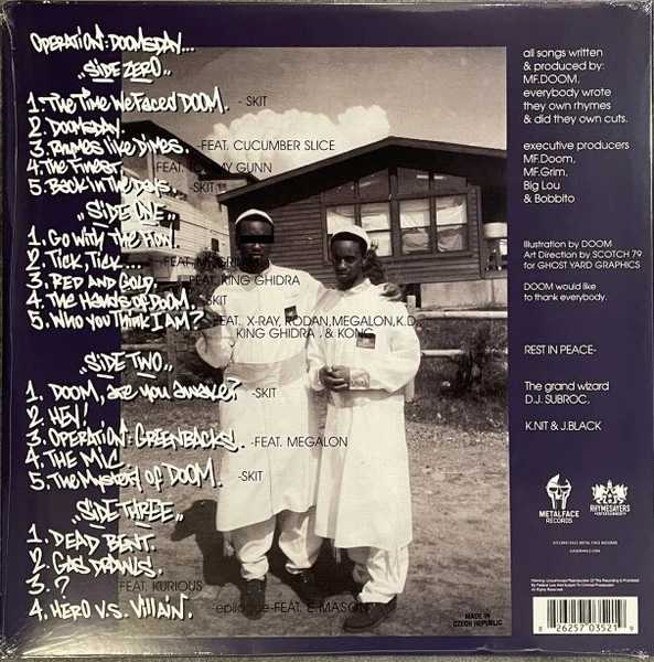 MF DOOM, Operation: Doomsday (Metal Face Records; 826257035219, Europe 2023 Reissue) 2xLP VG+/VG+ - Image 2