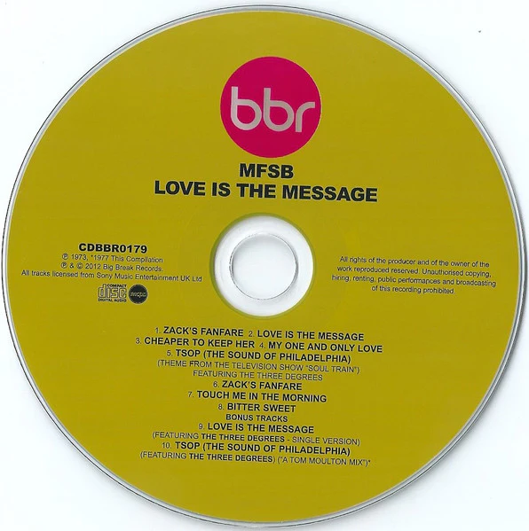 MFSB, Love Is The Message (Big Break Records; CDBBR 0179, Europe 2012 Reissue, Super Jewel case) CD M/M - Image 3