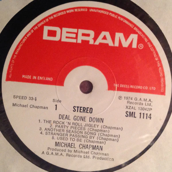 MICHAEL CHAPMAN, Deal Gone Down (Deram; SML 1114, UK 1974) LP VG/VG+ - Image 3