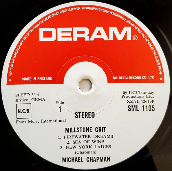 MICHAEL CHAPMAN, Millstone Grit (Deram; SML 1105, UK 1973) LP VG/VG - Image 3