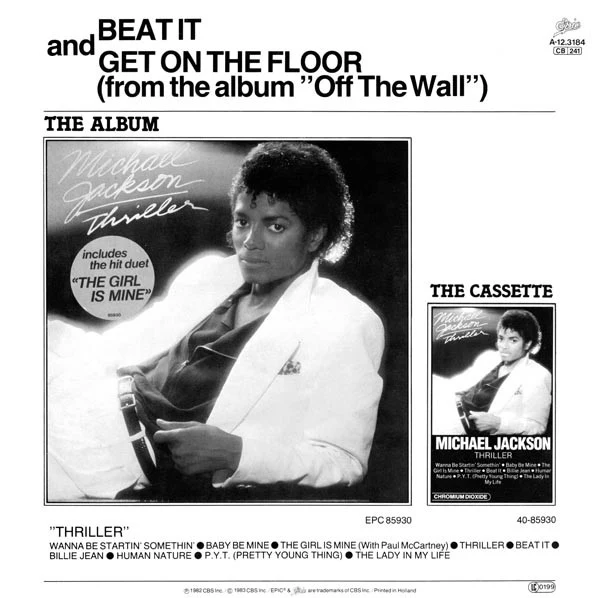 MICHAEL JACKSON, Beat It (Epic; EPCA 12-3184, Europe 1983, Picture Sleeve) 12" VG/VG - Image 2