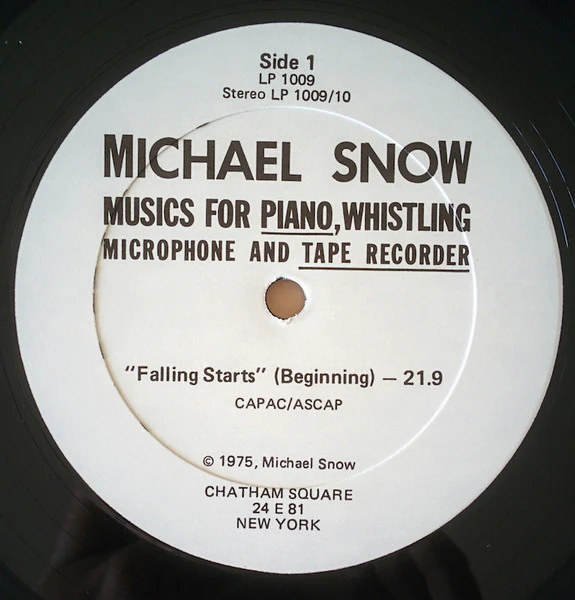 MICHAEL SNOW, Musics For Piano, Whistling, Microphone And Tape Recorder (Chatham Square Productions; LP 1009/10, US 1975, Gatefold) 2xLP G+/VG+ - Image 3