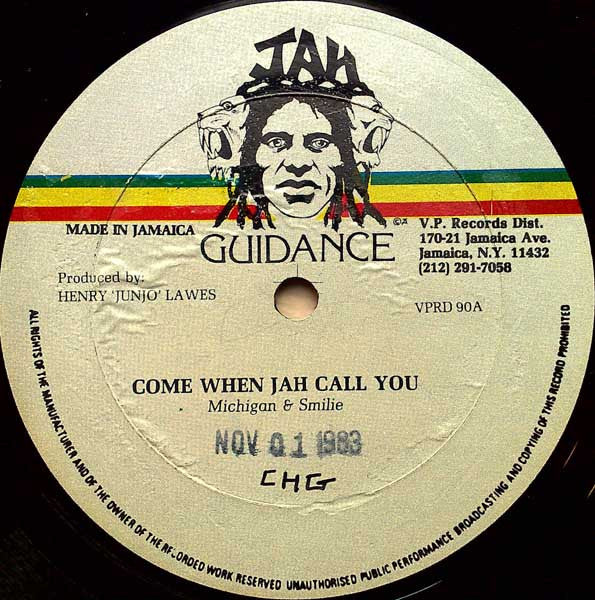MICHIGAN & SMILEY, Come When Jah Call You / Ghetto Man (Jah Guidance; VPRD 90, US 1982) 12" /VG