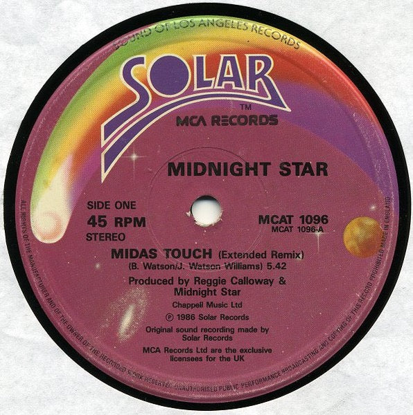 MIDNIGHT STAR, Midas Touch (Solar; MCAT 1096, UK 1986, Picture Sleeve) 12" VG/VG - Image 3