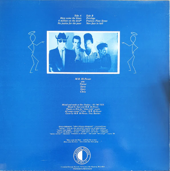 MIGHTY BALLISTICS HI-POWER*, Here Come The Blues (Criminal Damage Records; CRI MLP 131, UK 1986, Picture Sleeve) LP VG+/VG+ - Image 2