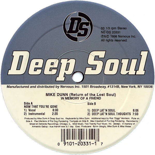 MIKE DUNN, Return Of Tha Lost Soul (In Memory Of A Friend) (Deep Soul ; NE-DS 20331, US 1998) 12" /G+