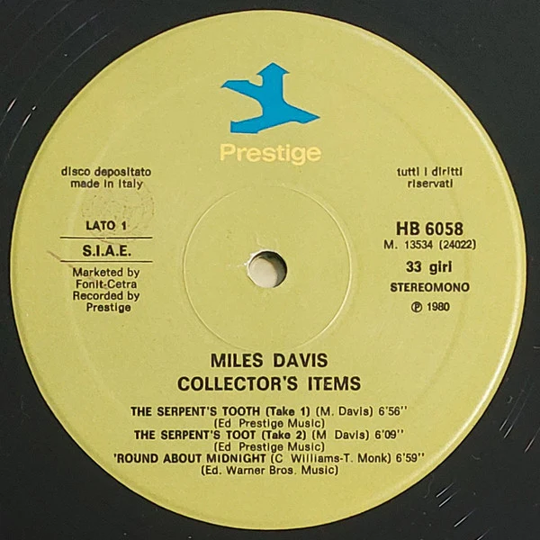 MILES DAVIS, Collector's Items (Prestige ; HB 6058, Italy 1980 Reissue, Gatefold, Ridge near edge of label) 2xLP G+/VG+ - Image 3