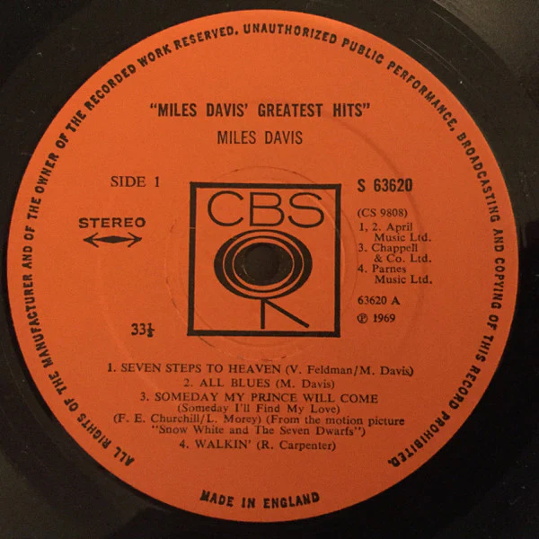 MILES DAVIS, Greatest Hits (CBS Orange (33 1/3 On Label); 63620, UK 1969, Stereo) LP VG/VG+ - Image 3
