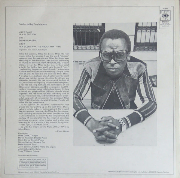 MILES DAVIS, In a Silent Way (CBS Orange (33 1/3 On Label); 63630, UK 1969, Laminated Front Sleeve, Stereo) LP VG/VG - Image 2