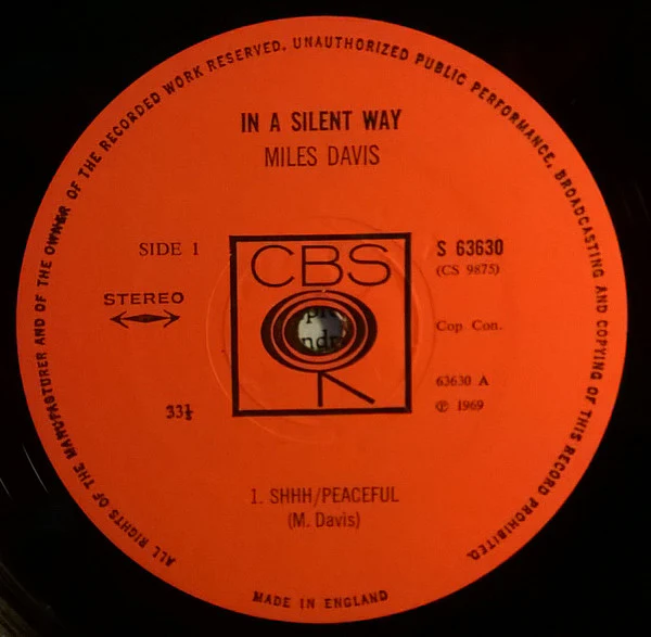 MILES DAVIS, In a Silent Way (CBS Orange (33 1/3 On Label); 63630, UK 1969, Laminated Front Sleeve, Stereo) LP VG/VG - Image 3