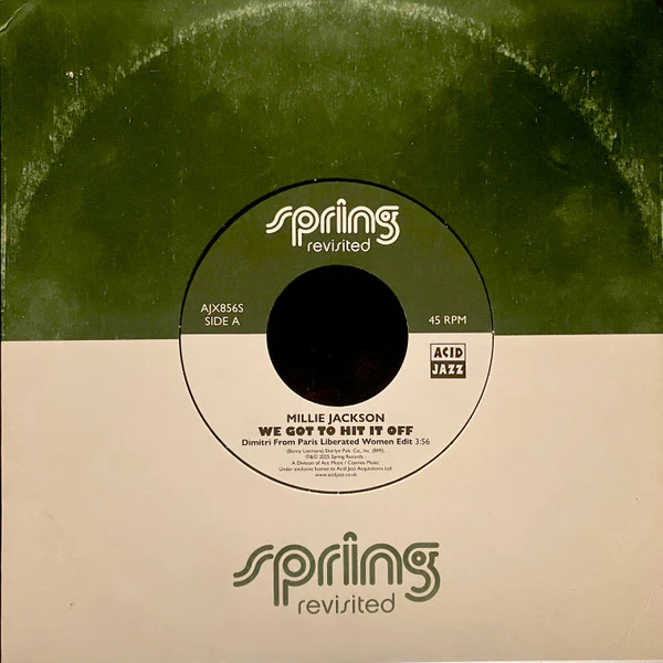 MILLIE JACKSON / THE JONESES, We Got To Hit It Off / Love Contest (Acid Jazz; AJX856S, UK 2025, Company Sleeve) 7" VG/VG+