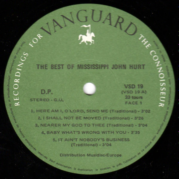 MISSISSIPPI JOHN HURT, The Best Of Mississippi John Hurt (Vanguard; VSD 19/20, France Reissue, Gatefold) LP VG/VG+ - Image 3