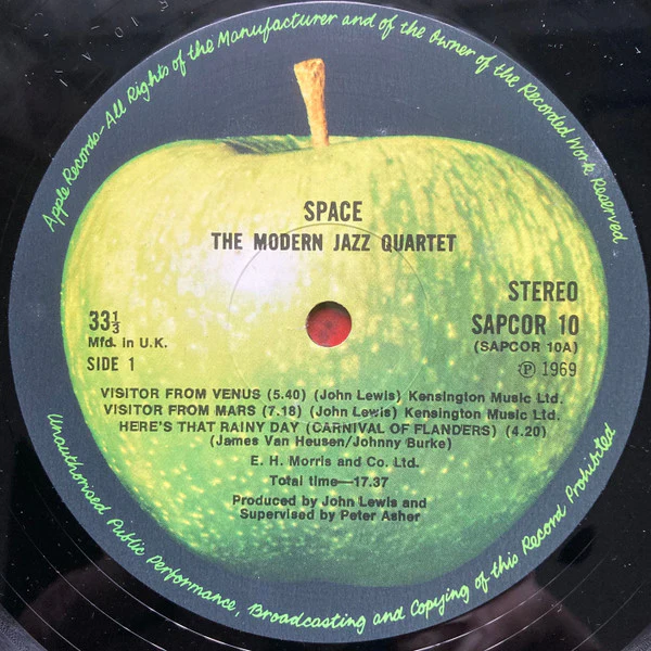 MJQ, Space (Apple Records; SAPCOR 10, UK 1973 Reissue, Gatefold, Company Inner), SALE - Up to 50% Off the Original Price LP G+/G+ - Image 3