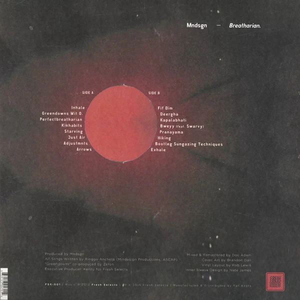 MNDSGN, Breatharian. (Fresh Selects ; FSX-001, US 2015, Inner) LP VG+/VG+ - Image 2