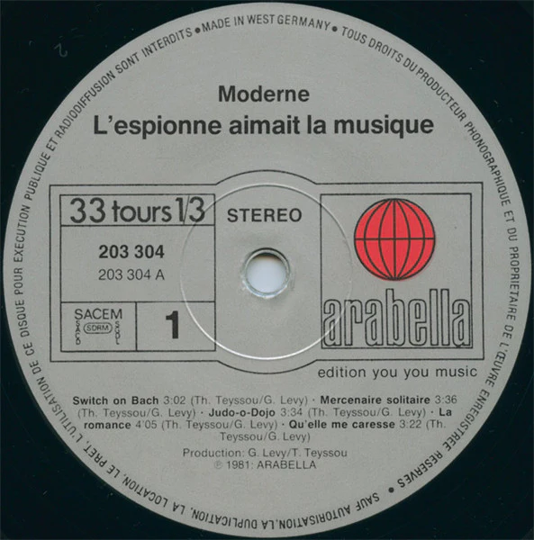 MODERNE, L'Espionne Aimait La Musique (Arabella; 203 304, France 1981, Picture Sleeve) LP VG/VG+ - Image 2