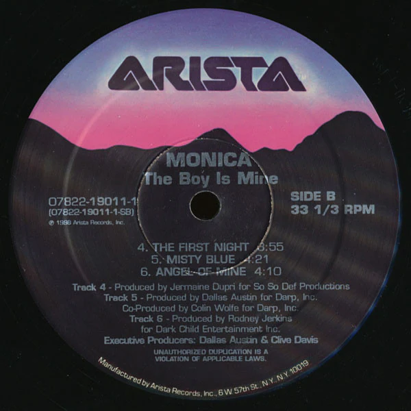 MONICA, The Boy Is Mine (Arista; 07822-19011-1, US 1998, Die Cut Company Sleeve) 2xLP G+/VG - Image 2