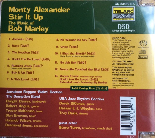 MONTY ALEXANDER, Stir It Up - The Music Of Bob Marley (Telarc; SACD-63469, US Reissue, Hybrid, Stereo, DSD) SACD M/M - Image 2