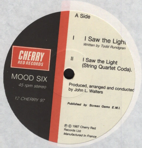 MOOD SIX, I Saw The Light (Cherry Red; PVC 6916, UK 1987, ex Merton Parkas, The Times...), SALE - Up to 50% Off the Original Price 12" EP VG/VG+ - Image 2