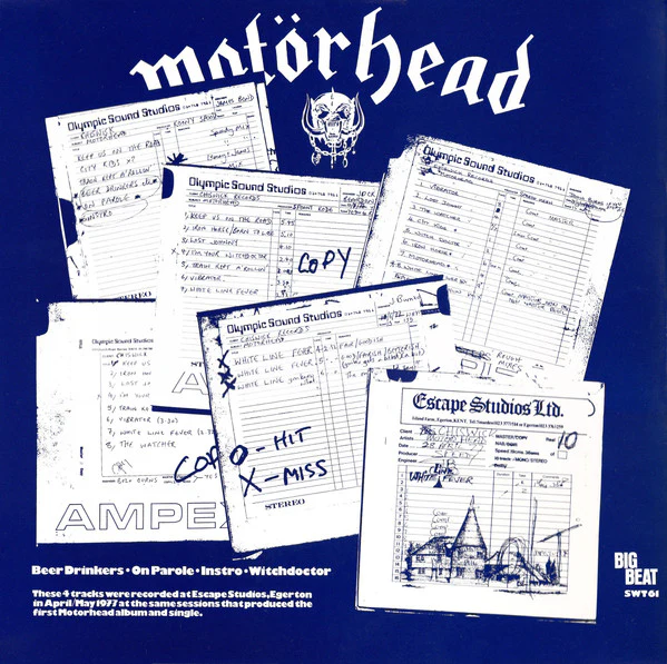 MOTORHEAD, Beer Drinkers EP (Big Beat; SWT61, UK 1980, Blue Vinyl) 12" VG/VG+ - Image 2