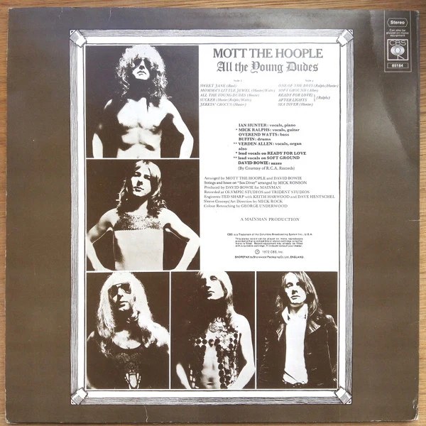 MOTT THE HOOPLE, All The Young Dudes (CBS; 65184, UK 1972, Inner) LP VG/VG - Image 2